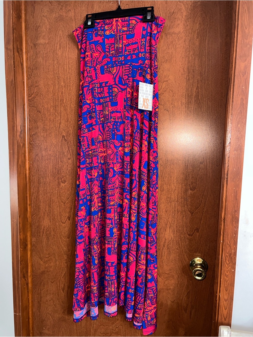 LuLaRoe Electric Blue & Hot Pink Abstract Print Skirt, horse print